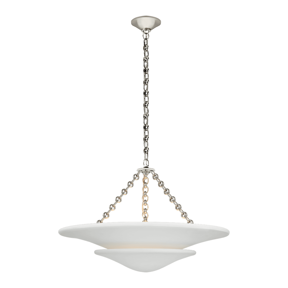 Mollino Medium Tiered Chandelier - Polished Nickel with Plaster White Shade