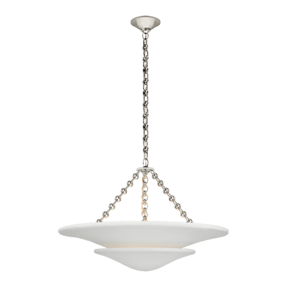 Mollino Medium Tiered Chandelier - Polished Nickel with Plaster White Shade