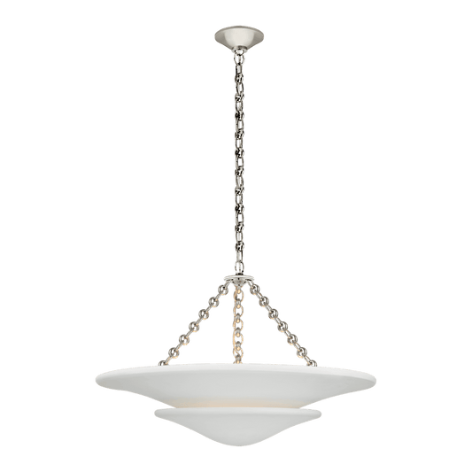 Mollino Medium Tiered Chandelier - Polished Nickel with Plaster White Shade