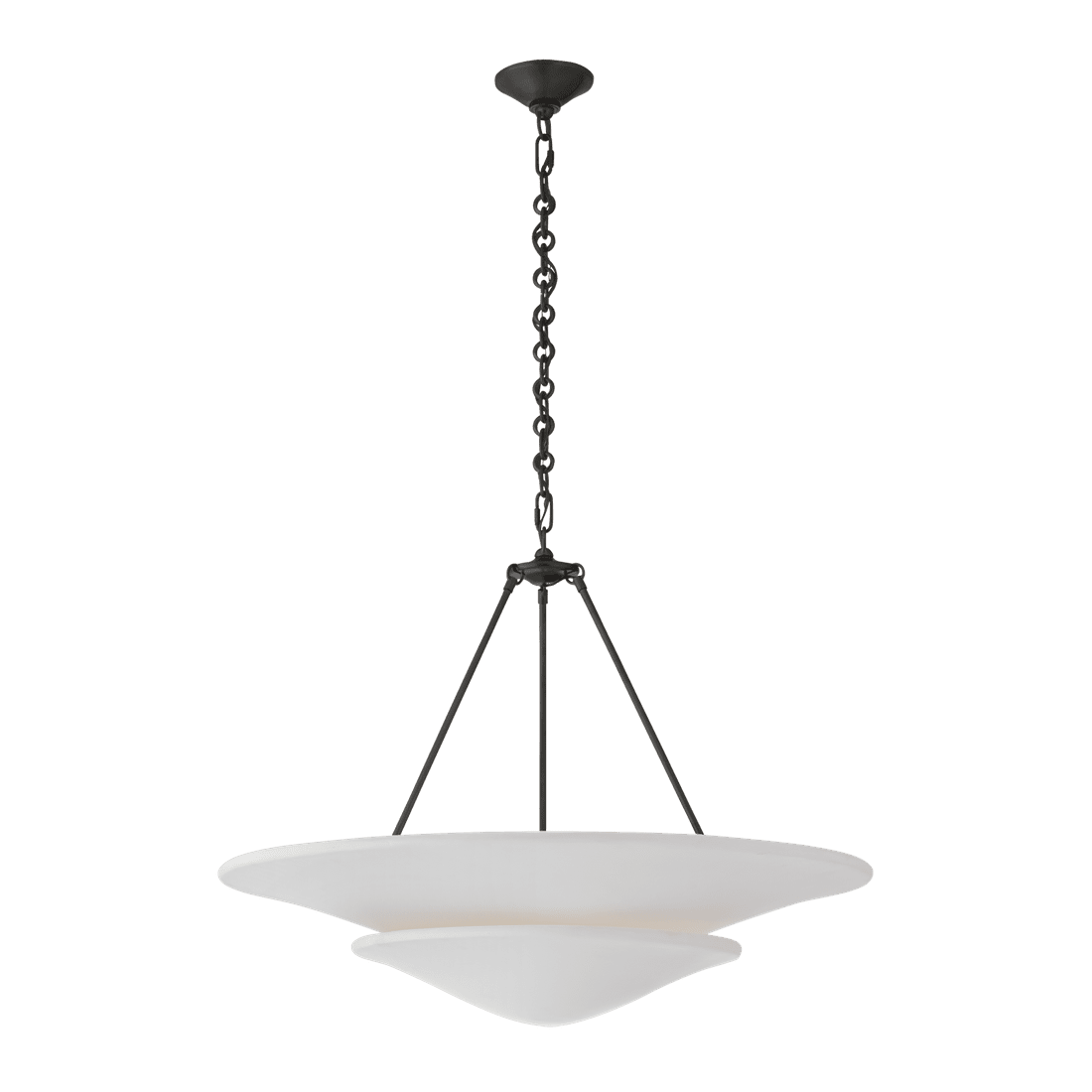 Mollino Large Tiered Chandelier - Bronze with Plaster White Shade