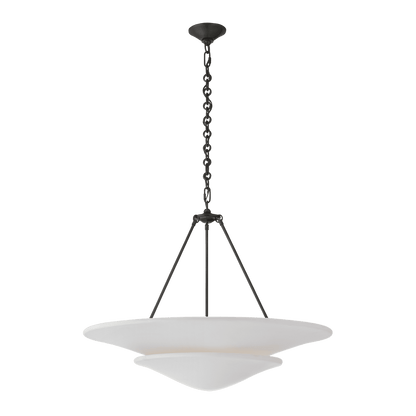 Mollino Large Tiered Chandelier - Bronze with Plaster White Shade