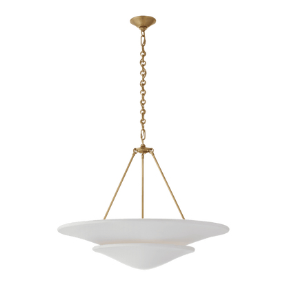 Mollino Large Tiered Chandelier - Antique Brass with Plaster White Shade