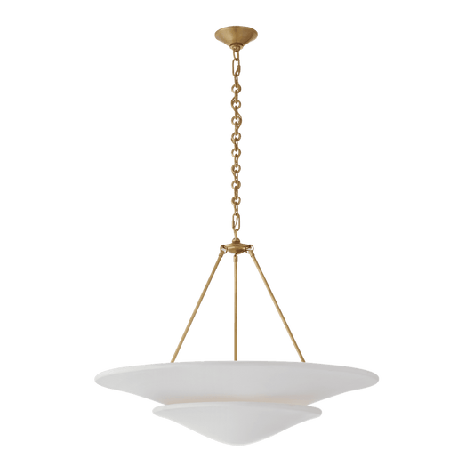 Mollino Large Tiered Chandelier - Antique Brass with Plaster White Shade