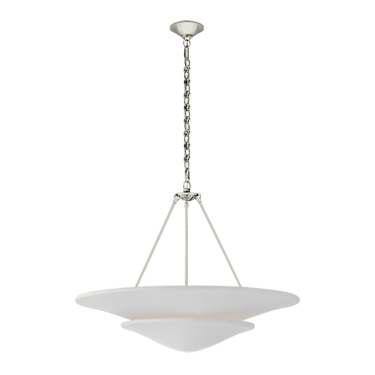 Mollino Large Tiered Chandelier - Polished Nickel with Plaster White Shade