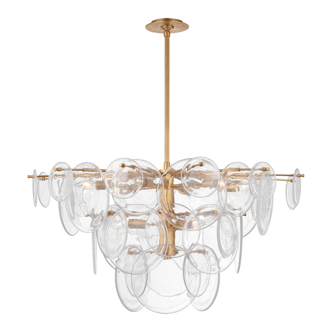 Loire Large Chandelier - Gild with Clear Strie Glass