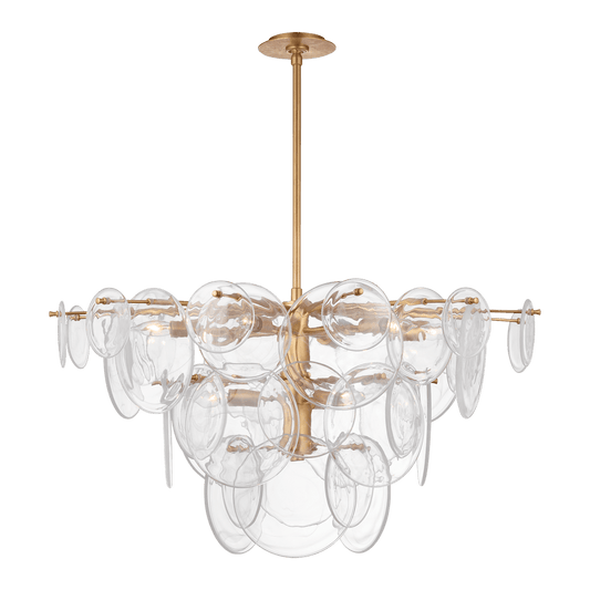 Loire Large Chandelier - Gild with Clear Strie Glass