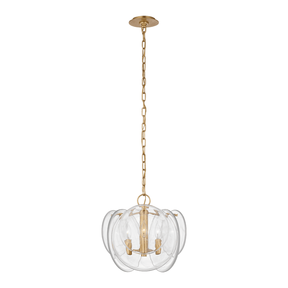 Loire Petite Chandelier - Gild with Clear Strie Glass