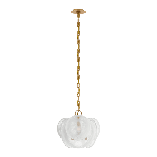 Loire Petite Chandelier - Gild with White Strie Glass