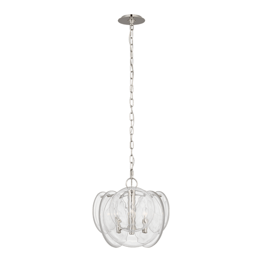 Loire Petite Chandelier - Polished Nickel with Clear Strie Glass