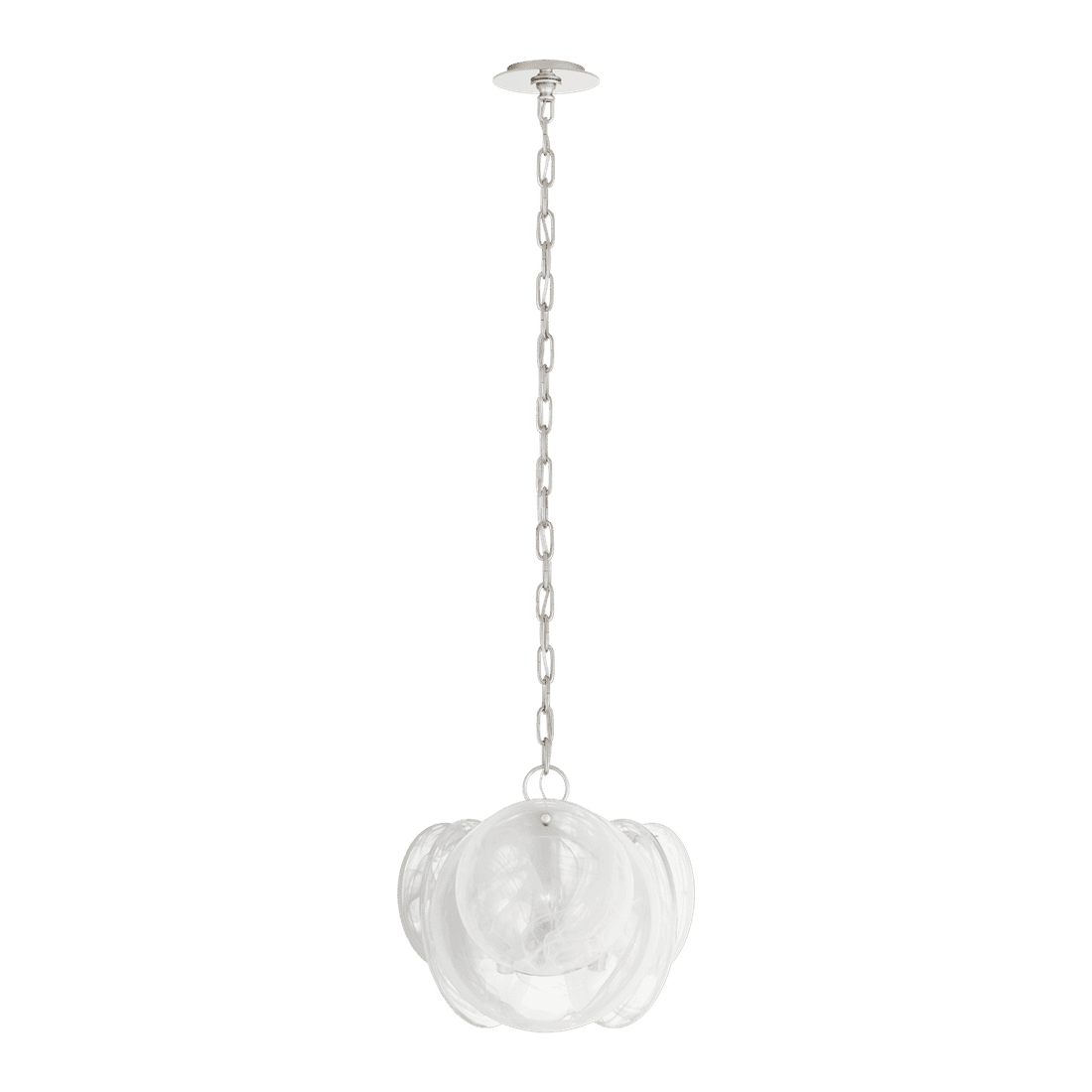 Loire Petite Chandelier - Polished Nickel with White Strie Glass