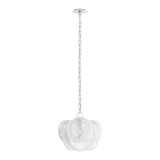 Loire Petite Chandelier - Polished Nickel with White Strie Glass