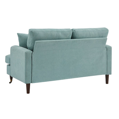 Brigette 2-Seater Mint Soft Brushed Sofa with Antique Brass Castor Legs