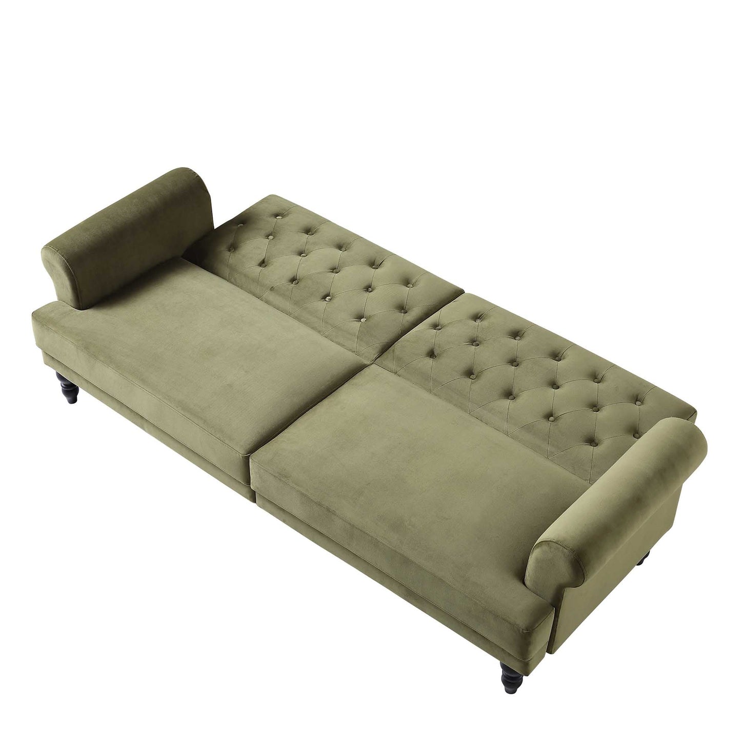 Hanney 3-Seater Chesterfield Sofabed in Moss Green Velvet