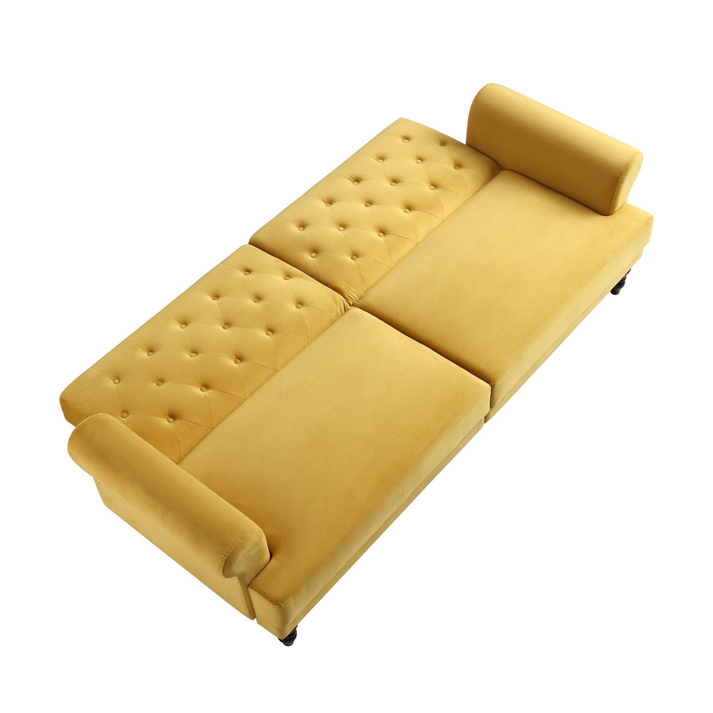 Hanney 3-Seater Chesterfield Sofabed in Mustard Yellow Velvet