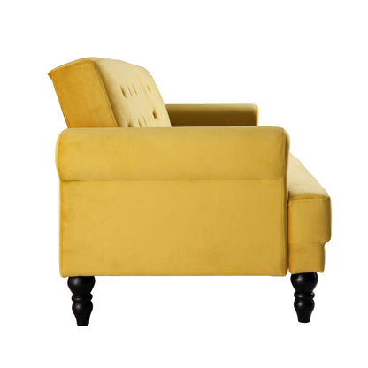 Hanney 3-Seater Chesterfield Sofabed in Mustard Yellow Velvet