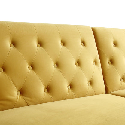 Hanney 3-Seater Chesterfield Sofabed in Mustard Yellow Velvet