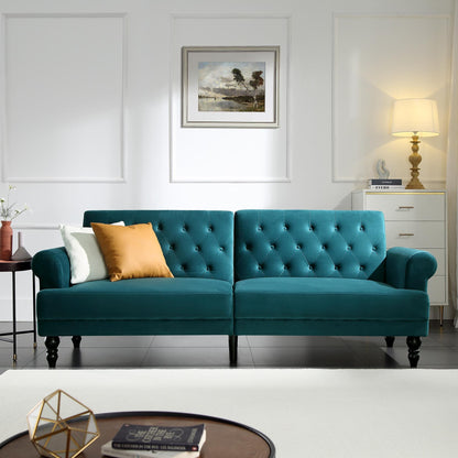 Hanney 3-Seater Chesterfield Sofabed in Teal Velvet