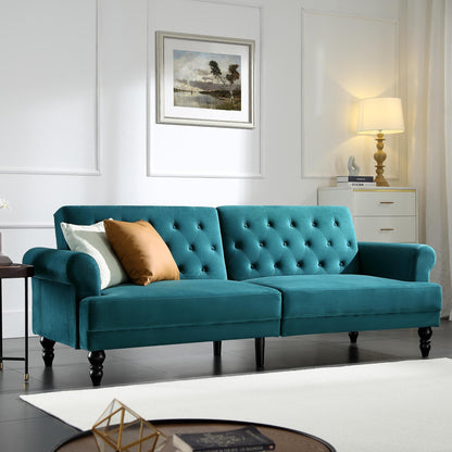 Hanney 3-Seater Chesterfield Sofabed in Teal Velvet