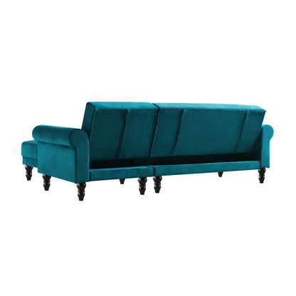 Hanney Chesterfield Chaise Sofabed in Teal Velvet