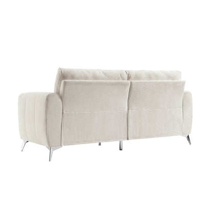 Noak 3-Seater Beige Woven Fabric Sofa with Chrome Legs