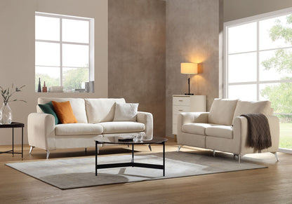 Noak 3-Seater Beige Woven Fabric Sofa with Chrome Legs