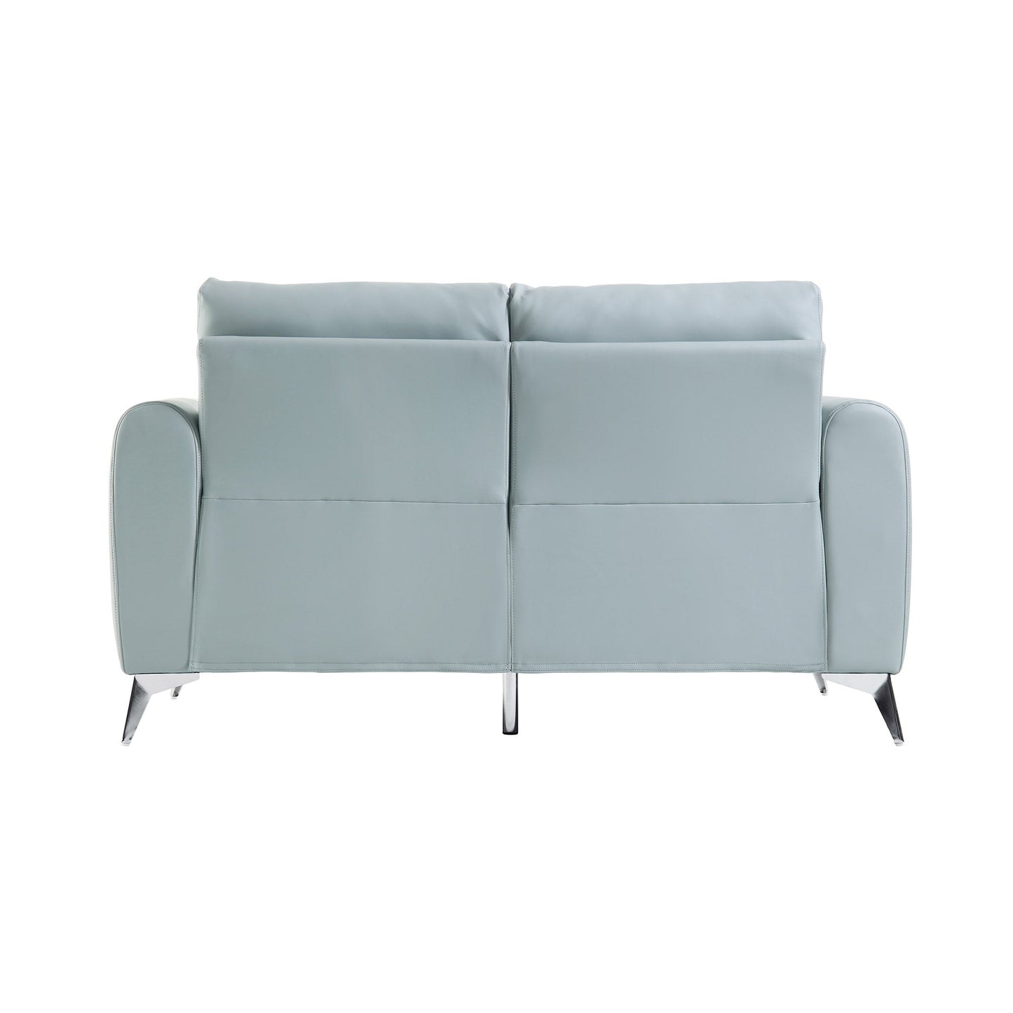 Noak 2-Seater Grey Faux Leather Sofa with Chrome Legs