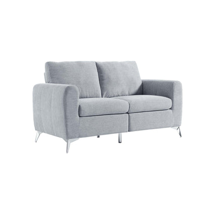 Noak 2-Seater Grey Woven Fabric Sofa with Chrome Legs