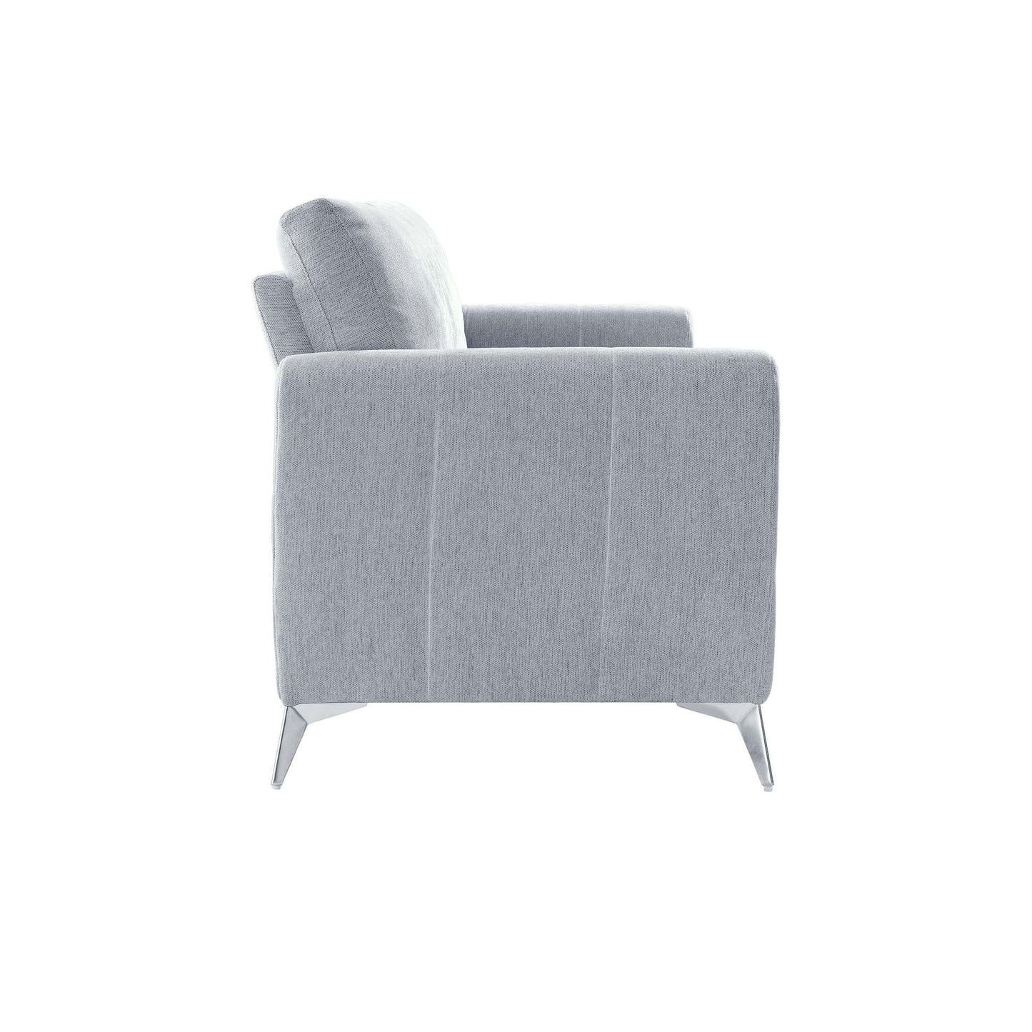 Noak 2-Seater Grey Woven Fabric Sofa with Chrome Legs
