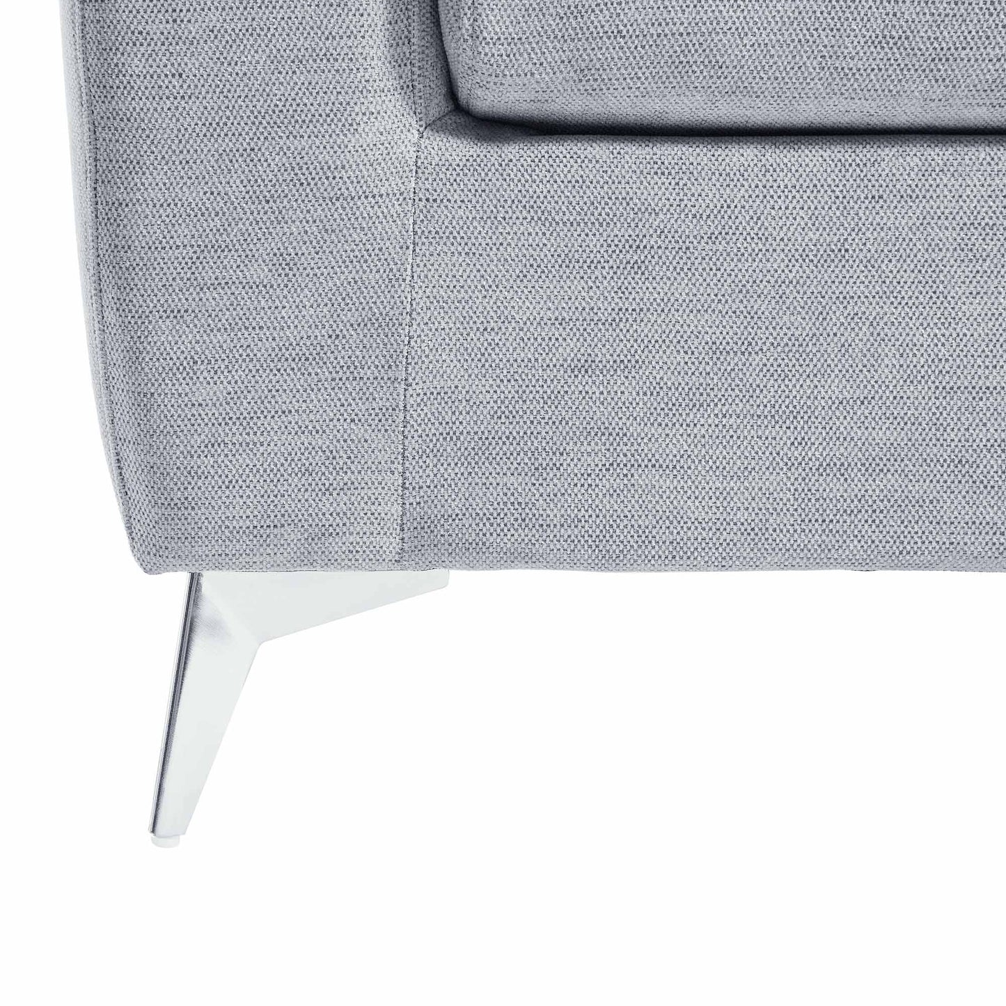 Noak 2-Seater Grey Woven Fabric Sofa with Chrome Legs