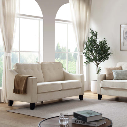 Harper  2-Seater Slope Arm Beige Woven Fabric Sofa