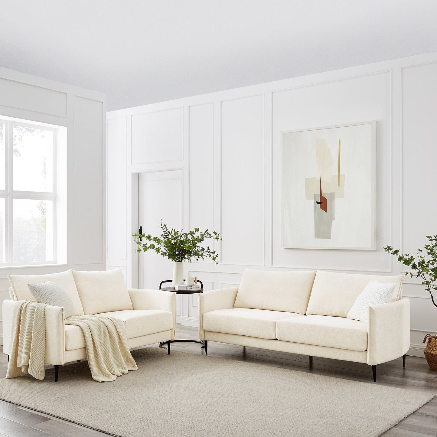 Bari Beige Woven Fabric Sofa