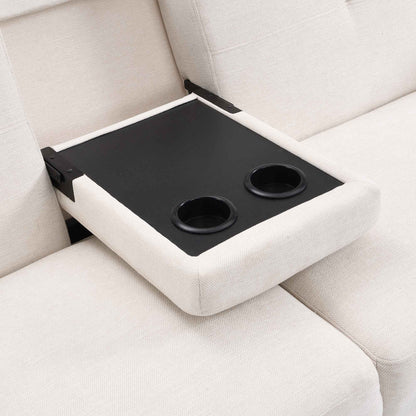 Latimer Beige Woven Fabric 3-Seater Storage Sofa Bed