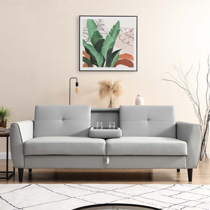 Latimer Grey Faux Leather 3-Seater Storage Sofa Bed