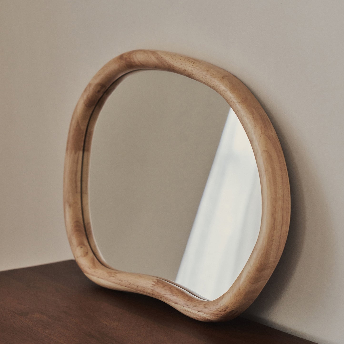 Aaliyah - Light Wood Irregular Wall Mirror 42cm x 35cm