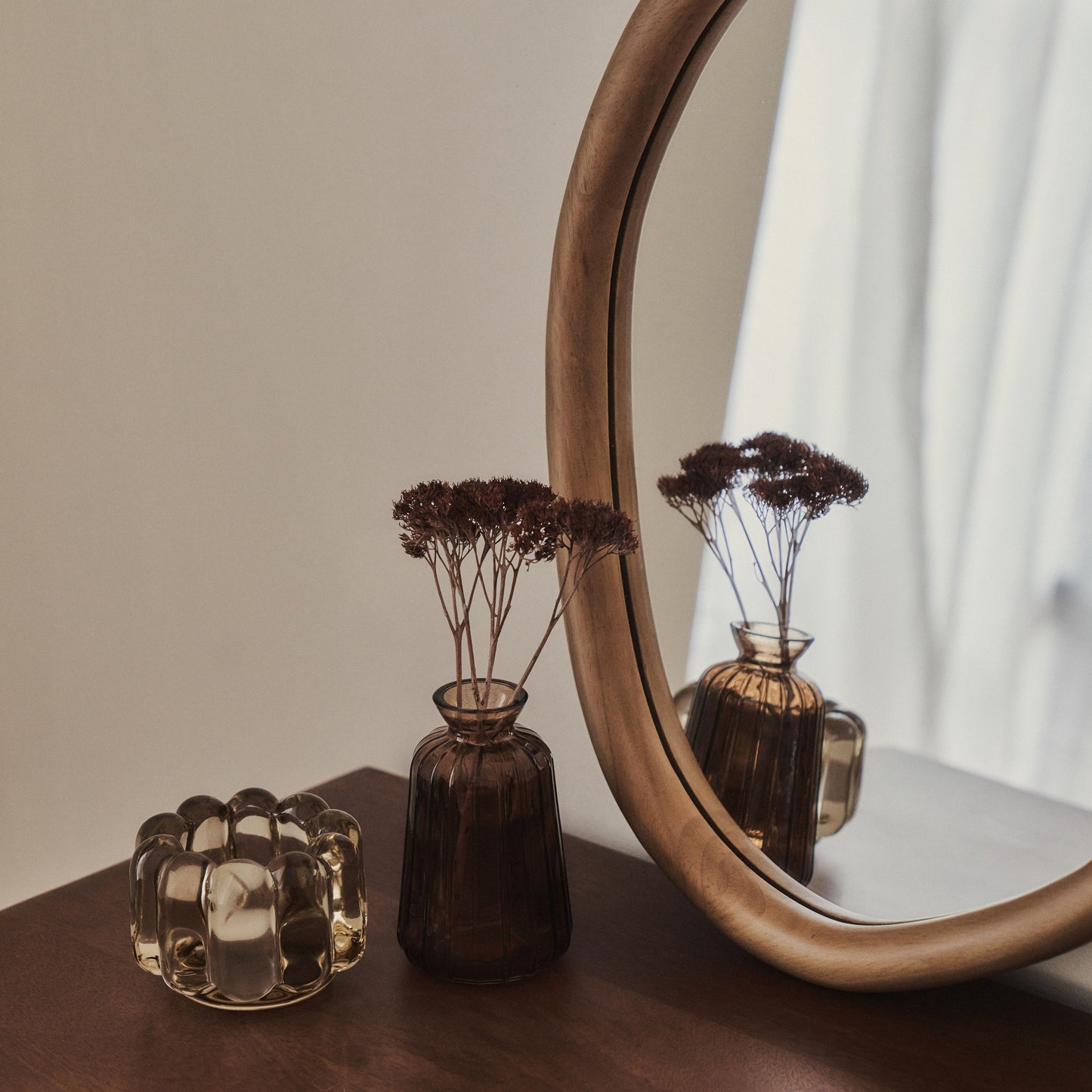 Aaliyah - Warm Wood Irregular Wall Mirror 42cm x 35cm