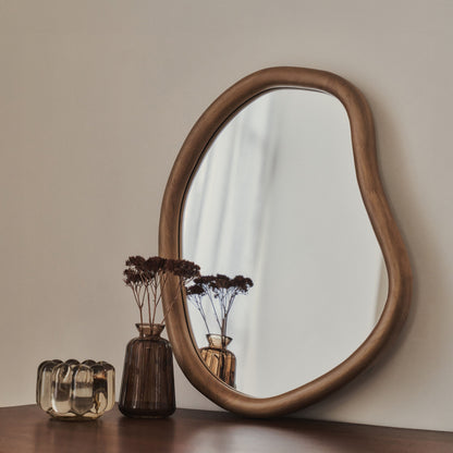 Aaliyah - Warm Wood Irregular Wall Mirror 42cm x 35cm