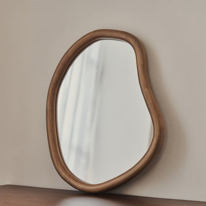 Aaliyah - Warm Wood Irregular Wall Mirror 42cm x 35cm