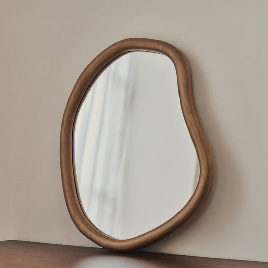 Aaliyah - Warm Wood Irregular Wall Mirror 42cm x 35cm