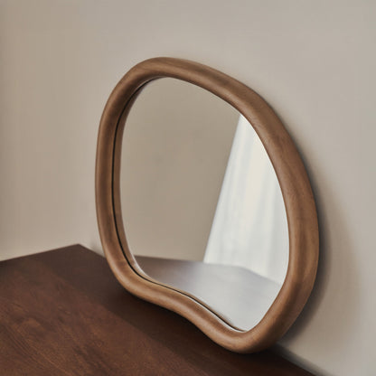 Aaliyah - Warm Wood Irregular Wall Mirror 42cm x 35cm
