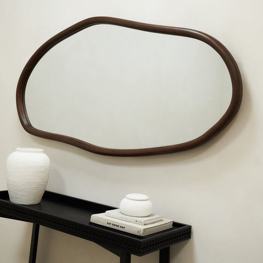 Aaliyah - Dark Wood Irregular Wall Mirror 150cm x 75cm