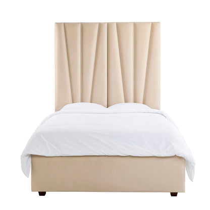 Alina Luxury Panelled Upholstered Bed - Cream