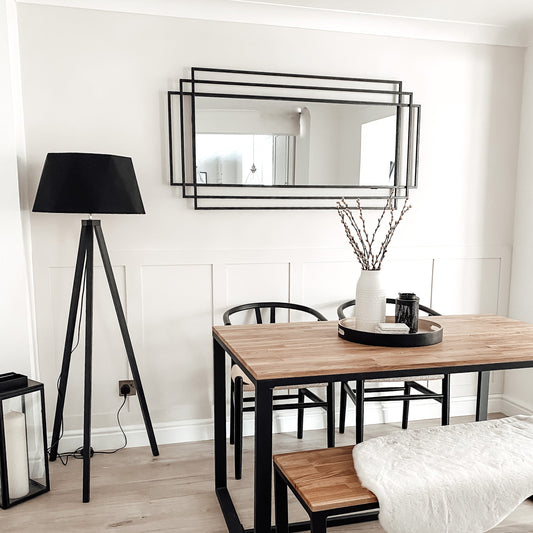 Amalfi - Large Black Rectangular Metal Mirror 140cm x 70cm