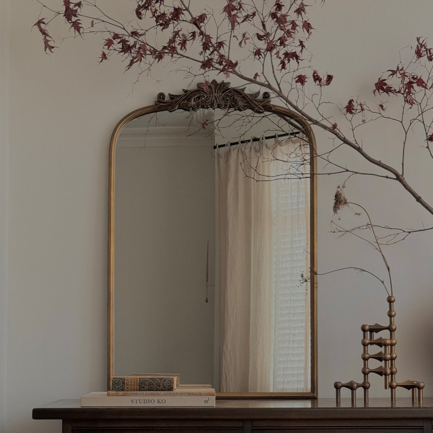 Amelia - Gold Arched Metal Portrait Mirror 100cm x 64cm