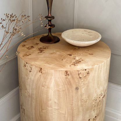 Arbour - Large Natural Burl Wood Premium Round Side Table