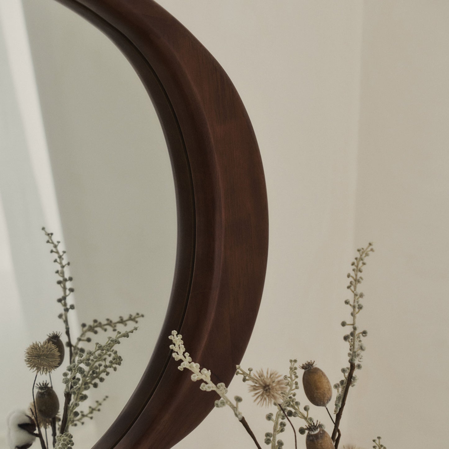 Arcurva - Large Overmantle Dark Wood Irregular Mirror 130cm x 80cm