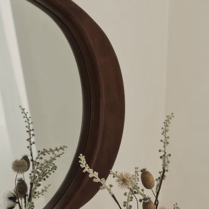 Arcurva - Large Overmantle Dark Wood Irregular Mirror 130cm x 80cm