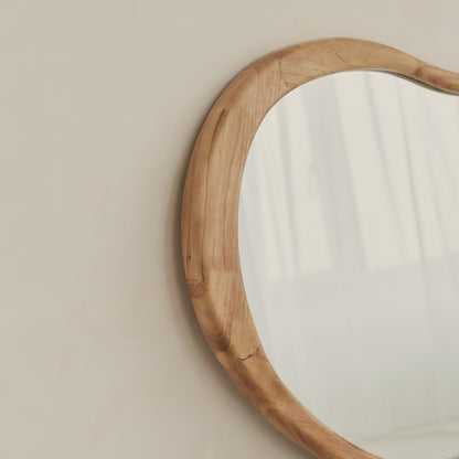 Arcurva - Large Overmantle Light Wood Irregular Mirror 130cm x 80cm
