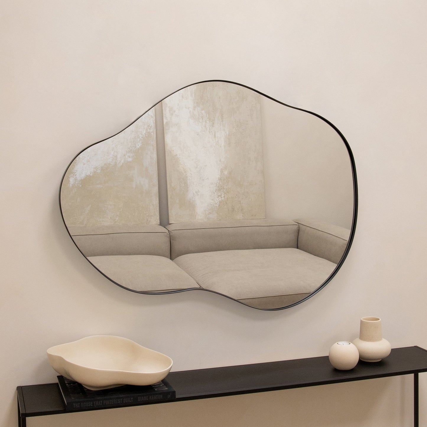 Ava - Black Pond Shaped Irregular Mirror 100cm x 70cm