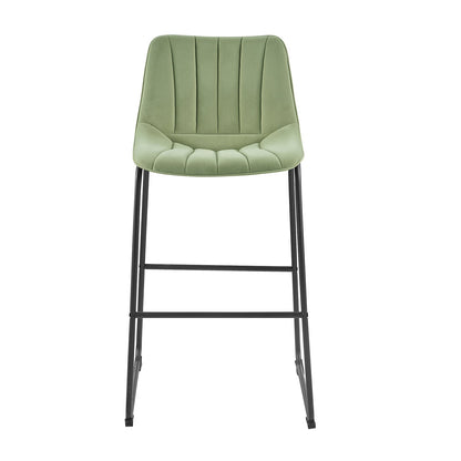 Sutton Set of 2 Barstools with Fluted Back (Sage Green Velvet)