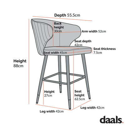 Langham Set of 2 Mustard Velvet Upholstered Carver Counter Stools